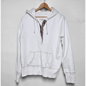 Aeropostale White Henley Hoodie Pullover Sweatshirt Size Large‎